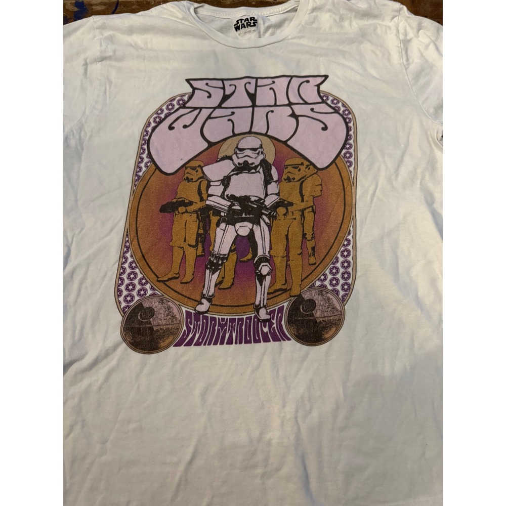 Star Wars Stormtrooper Retro Psychedelic Graphic T-Shirt White Large
